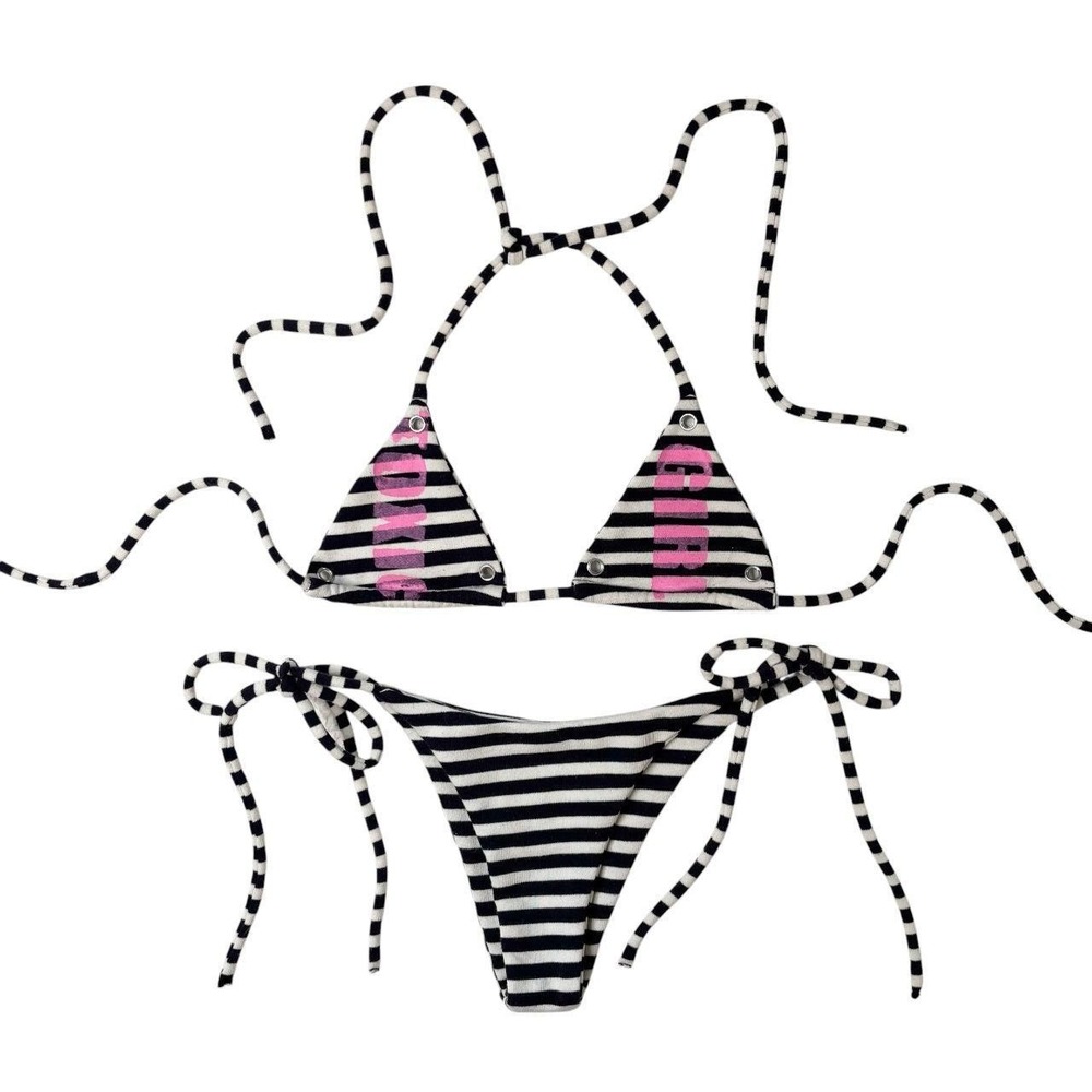 handmade stripe bikini set